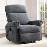HAOMARKETS Power Lift Recliner Chair with Massage and Heat for Elderly, Electric Recliners with Remote Control,Soft Fabric Upholstered Reclining SingeSofa with Side Pocket for Living Room, Grey HAOMARKETS