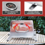 Royal Gourmet GT1001 Stainless Steel Portable Grill, 10000 BTU BBQ Tabletop Gas Grill with Folding Legs and Lockable Lid, Outdoor Camping, Deck and Tailgating, Silver Royal Gourmet