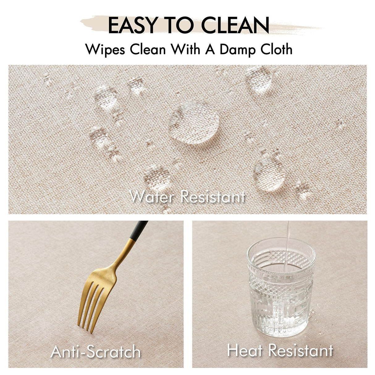 MIULEE Natural Thick Polyester Linen Rectangle Tablecloth with Decorative Cutouts Waterproof Stain and Wrinkle Resistant Table Cloth Farmhouse Table Cover for Thanksgiving Dining Party, 55 x 120 inch MIULEE