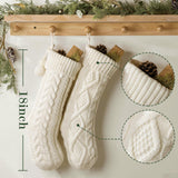 Christmas Stockings: 6 Pack 18 Inch Cream White Cable Knit PPersonalized Christmas Stockings, Rustic Hanging Xmas Stockings Farmhouse Boho Beige Knitted Stockings Decorations for Family Holiday Decor Pawliss