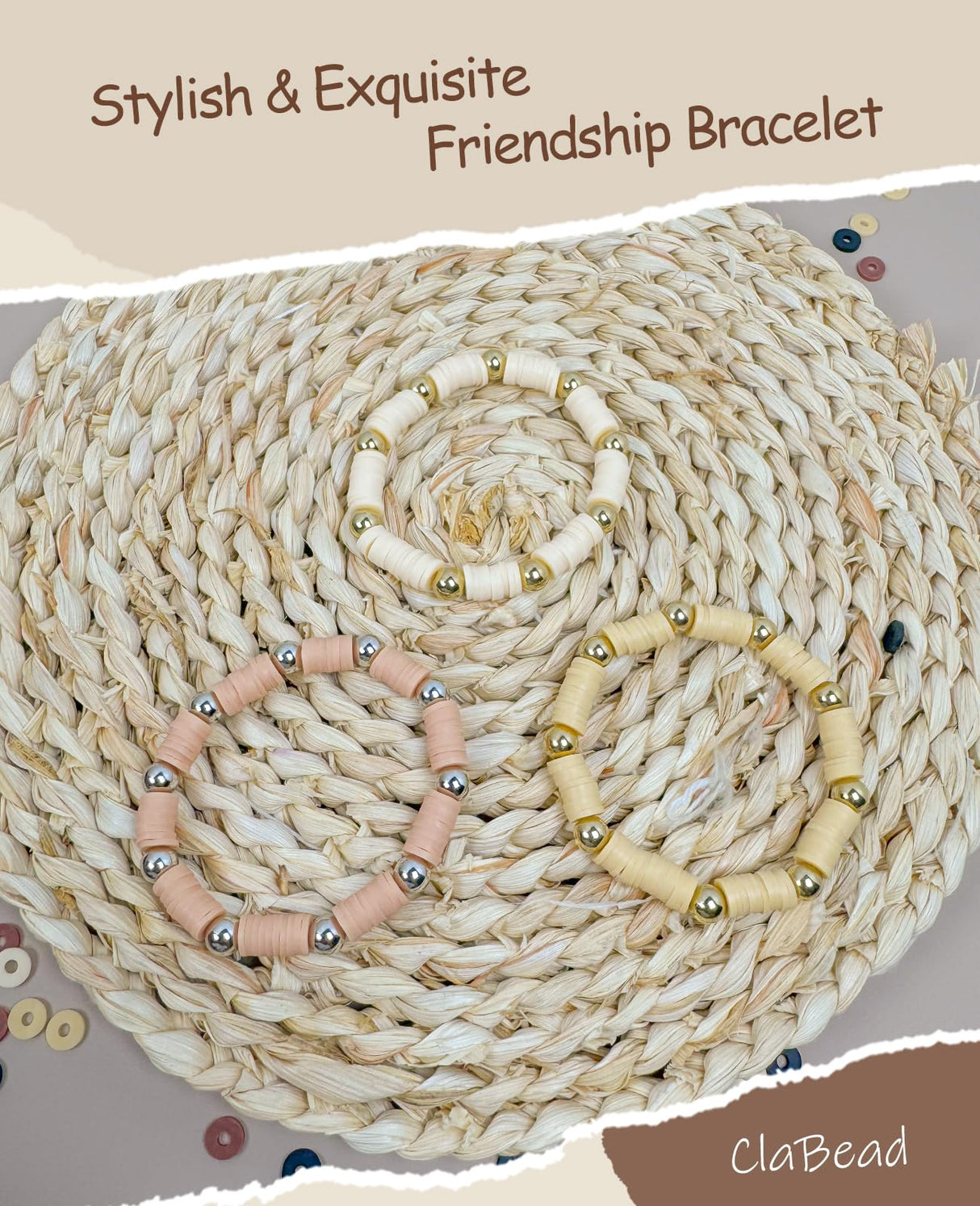 ClaBead Bracelet Making Kit 3200Pcs, Clay Beads Bracelet Kit with Gold Beads and Sliver Beads, Swift Friendship Beads Bracelet Kit for Bracelets Making (Earth Tone) ClaBead