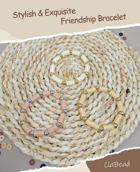 ClaBead Bracelet Making Kit 3200Pcs, Clay Beads Bracelet Kit with Gold Beads and Sliver Beads, Swift Friendship Beads Bracelet Kit for Bracelets Making (Earth Tone) ClaBead
