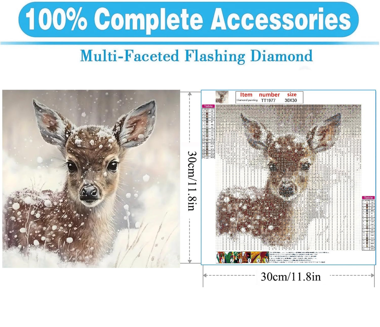 MOMDEDP Deer Diamond Painting Kits for Adults, 5D Winter Snowflake Full Drill Diamond Art, DIY Small Deer Diamond Art Kit Gem Art for Home Decor 12 x 12 inch Animal MOMDEDP