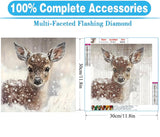 MOMDEDP Deer Diamond Painting Kits for Adults, 5D Winter Snowflake Full Drill Diamond Art, DIY Small Deer Diamond Art Kit Gem Art for Home Decor 12 x 12 inch Animal MOMDEDP