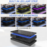 47.2 inch Modern High Glossy LED Coffee Table with 2 Sliding Drawers, Double-Layer Center Tables with LED Lights for Livings Room Furniture, Black chartustriable