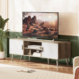 SUPERJARE TV Stand for 55 Inch TV, Entertainment Center with Adjustable Shelf, 2 Cabinets, TV Console Table, Media Console, Solid Wood Feet, Cord Holes, for Living Room, Bedroom, Gray and White SUPERJARE