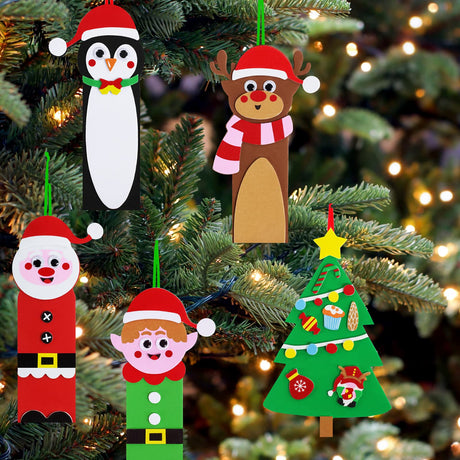 Winlyn 24 Sets Christmas Craft Kits Winter Crafts DIY Christmas Ornaments Art Sets Snowman Reindeer Pine Tree Owl Penguin Christmas Foam Stickers Arts and Crafts for Kids Holiday Classroom Activities Winlyn