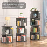 Aheaplus 360° Rotating 4-Tier Corner Bookshelf - Space-Saving Black Bookcase for Small Rooms Aheaplus