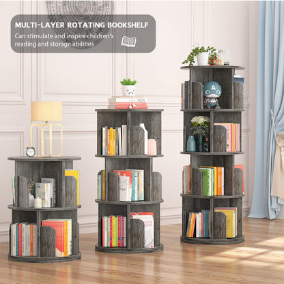 Aheaplus Rotating Bookshelf, 360 Display Corner Bookshelf for Small Space, 4 Tier Floor Standing Bookcase Storage Rack, Wood Narrow Organizer for Bedroom, Living Room, Study Room, Black