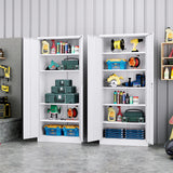 LISSIMO Metal Storage Cabinet with Lock,Lockable Garage Cabinet with 2 Doors and 5 Adjustable Shelves,Tall Steel Cabinets for Garage,Workshop,Gym,School LISSIMO