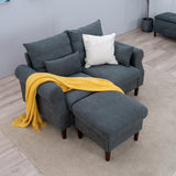 Panana 2 Seater with Ottoman Small Sofa Set, Sectional Sofa Loveseat with Ottoman for Small Space Living Room Apartment (Gray, 2 Seater with Ottoman) Panana