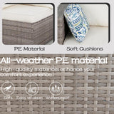 7 Pieces Outdoor Wicker Rattan Patio Furniture Sectional Set, Outdoor Furniture Sectional Sofa with Soft Cushion and Tempered Glass Table for Garden, Backyard, Balcony, Poolside, Grey and Beige BRRYIN