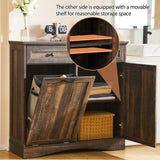 OUTGUAVA 13 Gallons Tilt Out Trash Cabinet Kitchen Trash Bin Cabinet Recycling Trash Cabinet with Hideaway Drawers, Pet Proof Trash Can Cabinet for Kitchen Living Room, Rustic Brown OUTGUAVA