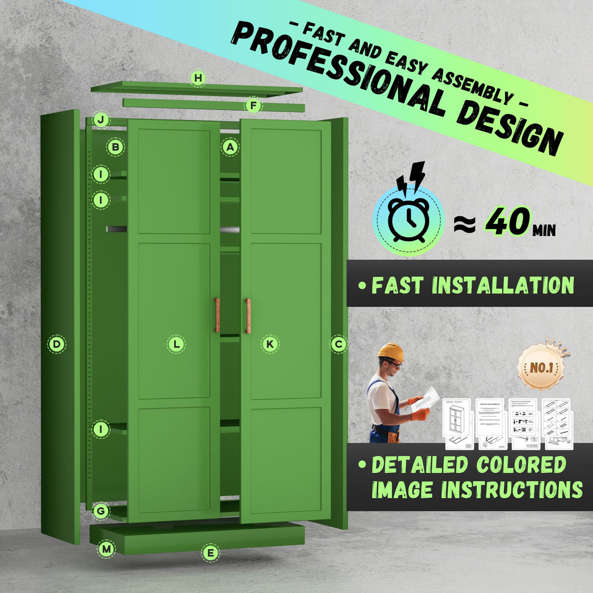 Bonusall Metal Wardrobe Cabinets with Single Rod and 2-Shelves, 70" Heavy-Duty Steel Clothing Storage Cabinets with 2 Doors, Green Armoire Wardrobe Closet for Bedroom, Laundry Room or Living Room Bonusall