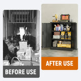 BESFUR Metal Garage Storage Cabinet 36"H, Steel Locking Cabinet with 2 Lockable Doors and 2 Adjustable Shelves easy to assemble for Home Office, Garage,School, Apartment, Warehouse, Utility Room,Black BESFUR