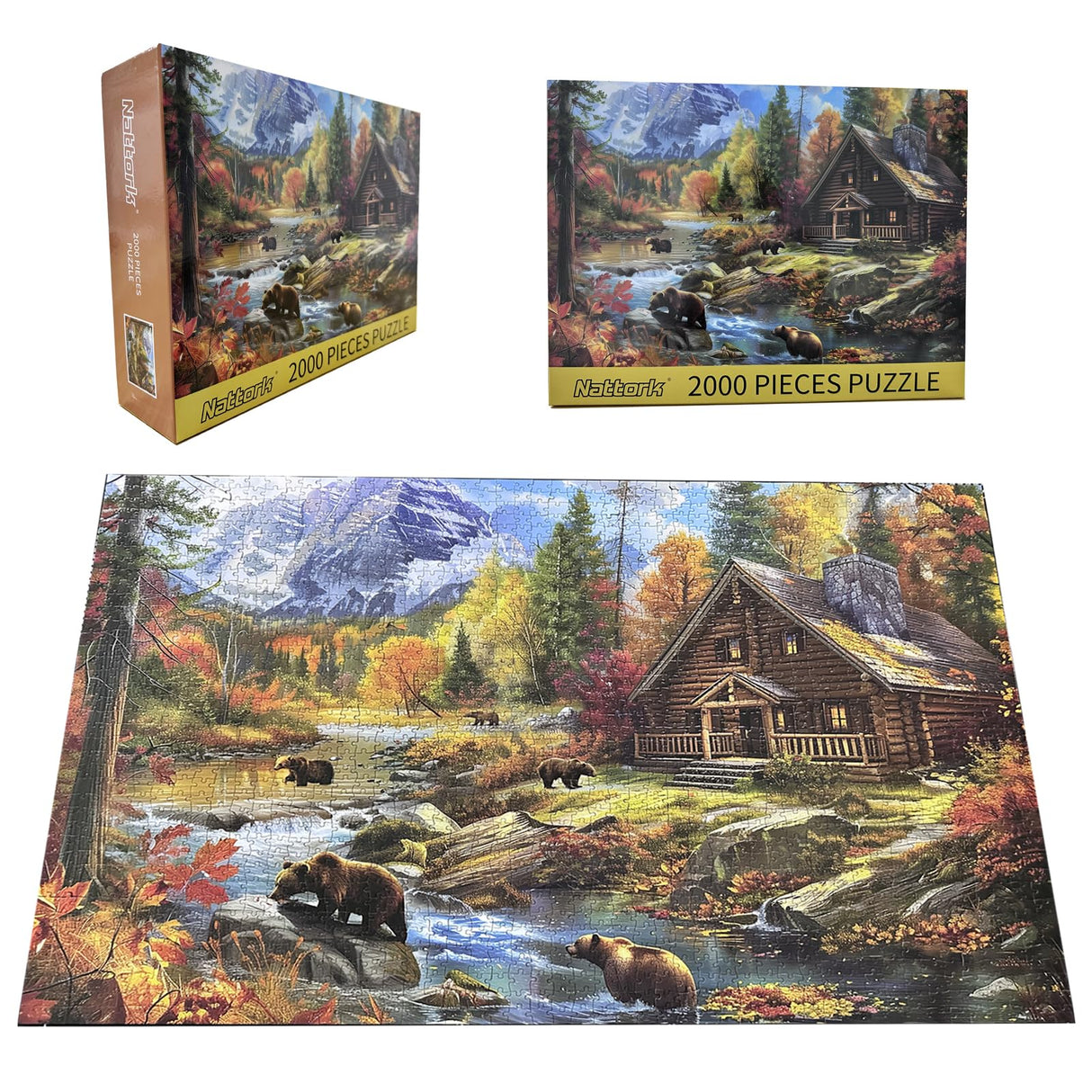 Jigsaw Puzzles 2000 Pieces for Adults Families Bear Village Pieces Fit Together Perfectly Nattork