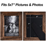 Yaetm 5x7 Picture Frame Distressed Wood, Rustic Solid Wood Photo Frame 5 x 7, Display for Tabletop and Wall, High Definition Glass, Carbonized Black (2 pack) Yaetm