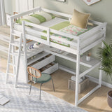 Merax Twin Loft Bed, Twin Size Loft Bed with Desk, Wood Loft Bed Frame with Shelves and 2 Built-in Drawers, No Box Spring Need, White Visit the Merax Store