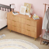 GarveeHome 6 Drawer Dresser, Modern Natural Fluted Dresser for Bedroom, Wooden Wide Chest of Drawers Storage Organizer with Metal Handles & Legs for Living Room, Entryway, Apartment GarveeHome
