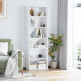 OneBlis 6-Tier Book Shelf, Floor Standing Open Bookcase, Wooden Display Storage Shelves with Anti-Tipping Device, 71" Tall Bookshelf for Bedroom, Living Room and Office, White OneBlis