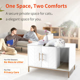 Hersinsem Cat Litter Box Enclosure Furniture with Double-Layer Litter Mat,Designer-Crafted Litter Box Furniture,Hidden Litter Box Serve as Side End Table&TV Table Fits Most Litter Boxes HERSINSEM