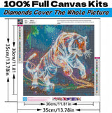 5D Diamond Art Kits for Adults Beginners,Glowing Tiger DIY Full Round Drill Diamond Painting Kits, Animal Paint by Diamonds Dots Gem Art Easy,Home Wall Decor 14X14 Inch Acelii
