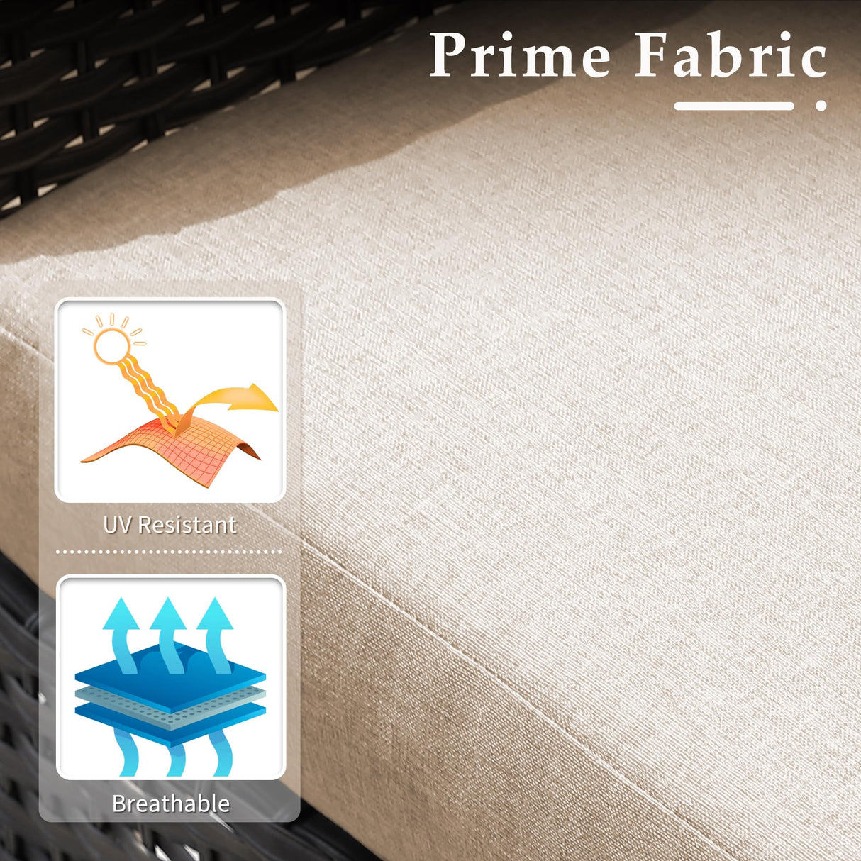 CAODOC 4-Piece Wicker Patio Furniture Set, All-Weather Rattan Conversation Bistro Loveseat Chair and Table Set for Balcony, Backyard and Deck with Soft Cushions and Metal Table(Tan) CAODOC