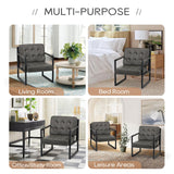 COLAMY Accent Chairs Set of 2, Modern Accent Arm Chairs for Living Room, Comfy Leather Armchairs with Metal Legs for Bedroom Reception Room, Grey COLAMY