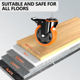 Stem Caster Wheels 4 inch Locking Threaded Stem Casters Set of 4 Heavy Duty, 1/2"-13 x 1(Stem Diameter 1/2",Stem Length 1"), No Noise Swivel Casters Industrial Castor Wheels for Cart, Furniture TAYLOON