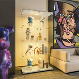 Zacis Glass Display Cabinet with Lights and Lock, 4-Tier Display Case Curio Cabinet with Glass Door, Floor Standing Showcase for Living Room Bedroom Home Office 31" W x 14.3" D x 64.5" H Zacis