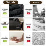 80” Oversized Double Lounge Chaise,Cloud Plush Sofa Bed,Upholstered Boneless Cloud Sofa Deep Seat,No Assembly Required,Modern Corduroy Sleeper Loveseat Chair for Living Room Bedroom Reading,Black Settab