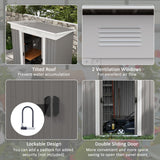 Nicbex Outdoor Storage Shed Outdoor Storage Box 6' x 4' Metal Lean to Garden Shed, Garden Tool House with Double Sliding Doors, 2 Air Vents for Backyard, Patio, Lawn, Gray NicBex