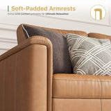 SITJOY Faux Leather 4 Seat L Shape Modular Sofa with Storage Ottoman, L Shaped Sectional Couches for Living Room, 92 inch Width, Brown SITJOY