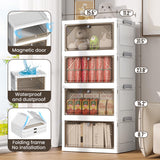 AHEONLAR 4 Tier Plastic Storage Bins with Drawers - Foldable Stackable Storage Bins with Lids - Closet Craft Organizers and Storage - 24QT Plastic Drawer Storage for Bedroom Study Toy Room Office AHEONLAR