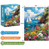 300 Pieces Puzzles for Adults–Colorful Garden By The Ocean Puzzle for Adults Children Elderly–Recycled Paper Puzzle 300 Pieces–Glossy, Sturdy Pieces Challenging Family Game Great Gift Idea (20.5x15in) Edsjegn