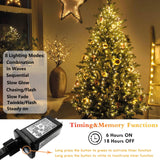 Christmas Tree Lights Indoor Outdoor, 280 LED Christmas String Lights 6.6FT x 8 Lines with 8 Modes & Timer, Waterproof Twinkle Lights Plug in for 6FT- 8FT Xmas Tree Christmas Decoration (Warm White) EXF