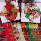 48 Yards Assorted Christmas Ribbons - Plaid, Bow, Wired, Mesh, Glitter, Tulle, Organza - 2.5" Wide For Wreaths, Garlands Winlyn