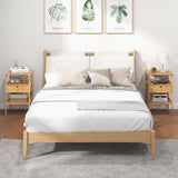 Giantex Bamboo Nightstand, Wood Side Table with Drawer and 2 Storage Shelves, Multifunctional Bedside Table for Small Spaces, MCM Boho Style End Table for Bedroom Office, Natural Giantex