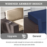 LayinSun 7 Pieces Outdoor Patio Furniture Set with 44" Fire Pit Table Brown Rattan Sectional Sofa Conversation Sets LayinSun