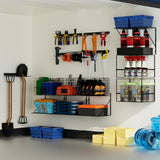 Niovrooro Garage Shelving Wall Mounted with Wire Baskets and Hooks,Basement Hanging Storage and Organizers,Heavy Duty Organization Shelves,Wall Storage Rack Niovrooro