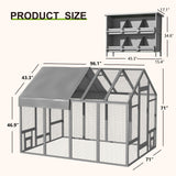 TRYKERPET Large Wood Chicken Coop with Nesting Box, Wooden Chicken Coop with Run, Outdoor Walk-in Poultry Cage with Weatherproof Cover, Chicken House for Outside Farm Backyard TRYKERPET