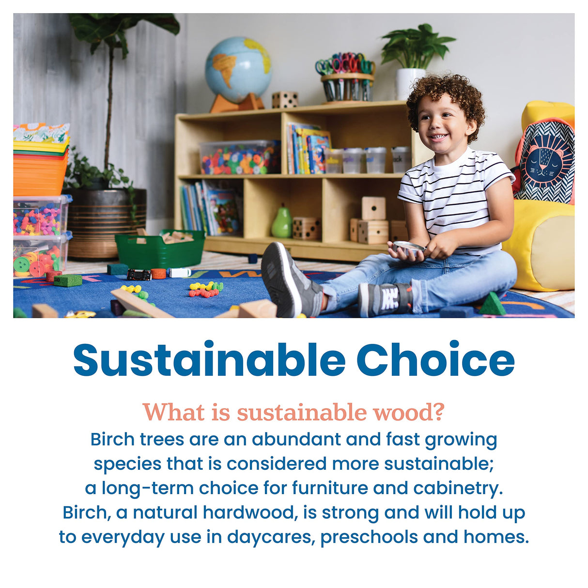 ECR4Kids 5-Compartment Mobile Storage Cabinet, 24in, Classroom Furniture, Natural ECR4Kids