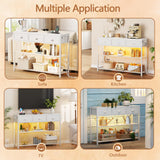 Furologee 38in Console Table with 3 Drawers, Small Sofa Table with Lights and Power Outlets, Hallway Tables with 3-Tier Shelves, White Narrow Console Table for Entryway, Living Room, Couch, Foyer Furologee