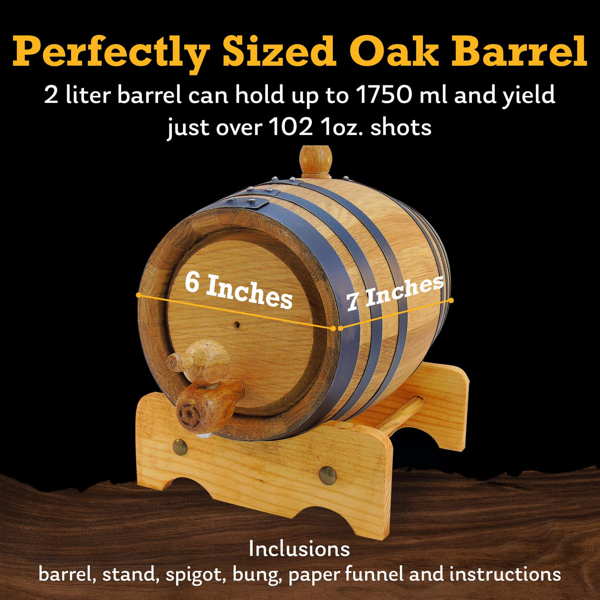 Red Head Barrels - 2 L Premium Distillery-Grade Oak Barrels for Aging Whiskey, Rum, and More, Ideal for Whiskey Barrel or Wine Barrel, American Charred Oak Barrel with 12-Page Cocktail Recipe Booklet Red Head Barrels