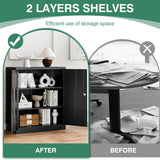 Letaya Metal Storage Cabinets with Lock Door,2 Adjustable Shelves Organizer Steel Storage Cabinets for Home,Office,Warehouse,Garage,Employee Lockers(Black) Letaya