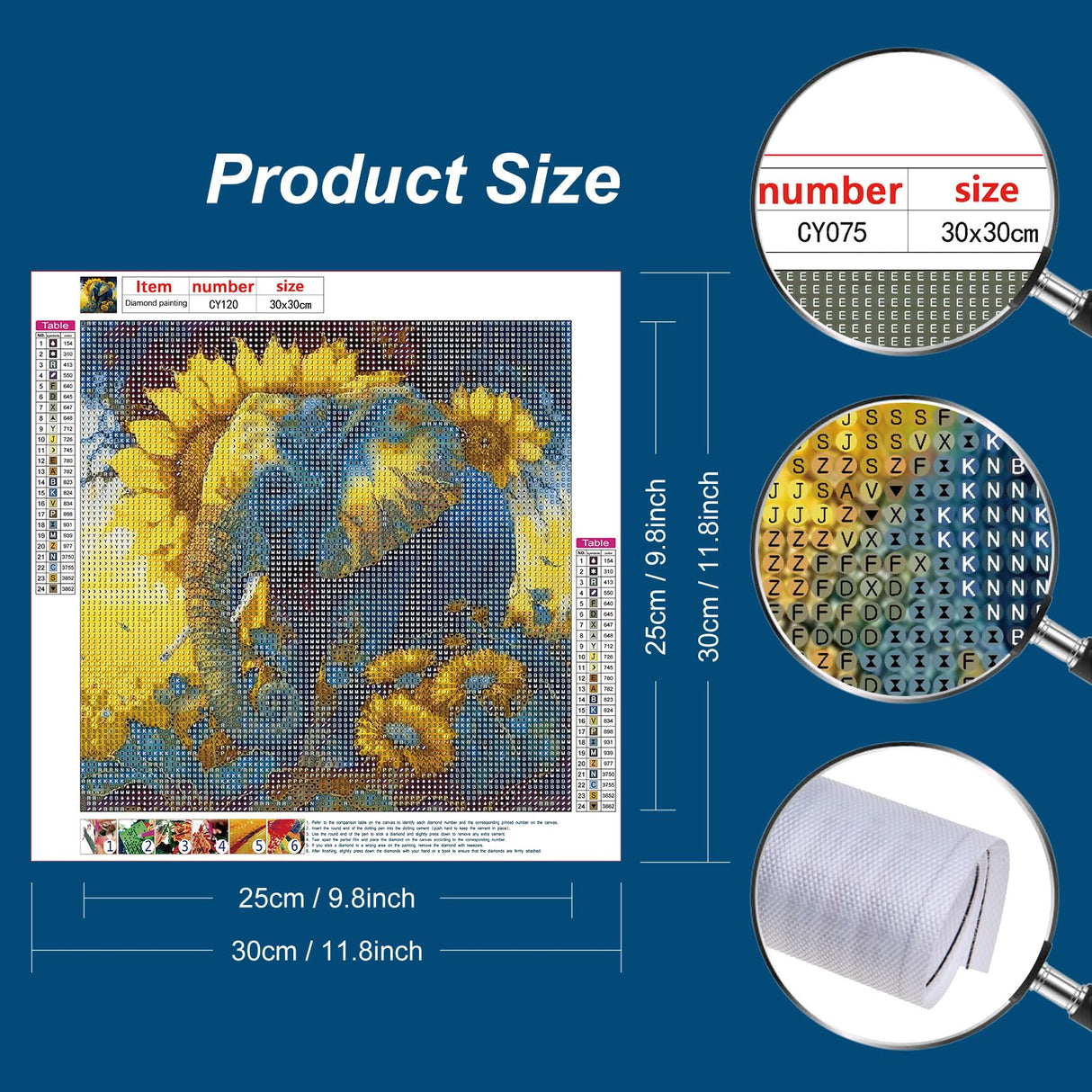 Stalente Diamond Painting Kits for Adults, Elephant Round Full Drill Diamond Art Kits, 5D DIY Paint with Diamonds Crafts for Home Wall Decoration Gifts 12×12Inch, Sunflower Stalente