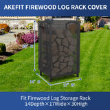 AKEfit 17IN Firewood Log Rack Cover, Waterproof Covers for firewood, Heavy Duty 600D Oxford Outdoor Firewood Storage Cover, Outdoor Log Holder Cover (Log Rack not Included) AKEfit