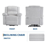 Garvee Corduroy Recliner Chair, Manual Recliner Sofa with Handle, Pillow Top Arms, Thick Padding, Side Pocket, 330Lbs Capacity, Adjustable Recliner for Living Room, Bedroom, Home Theater, Gray Garvee