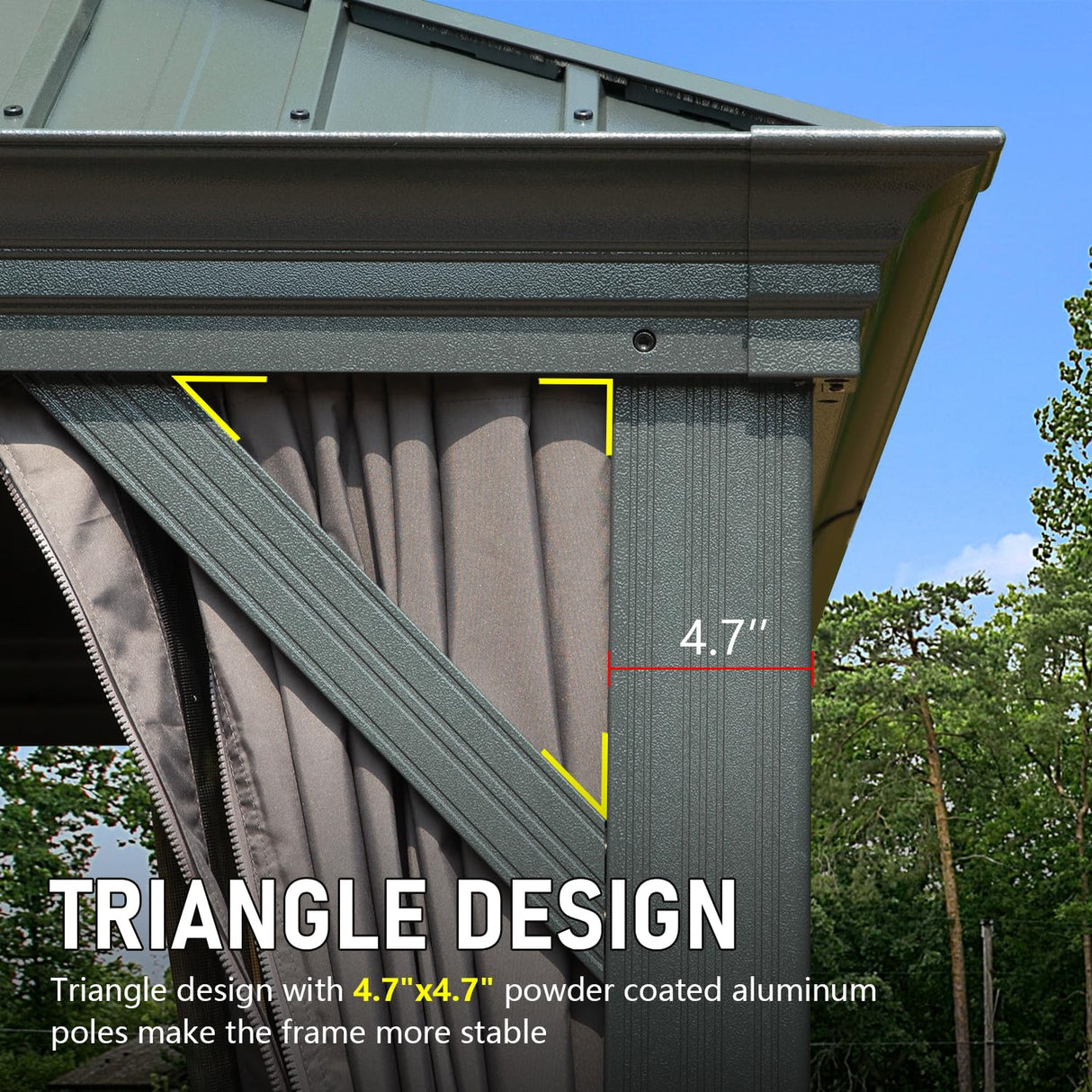 Domi Hardtop Gazebo 12x14FT, Outdoor Gazebo with Galvanized Steel Double Roof, Aluminum Frame, Built-in Gutter System, Curtain and Netting, Metal Gazebo Pavilion for Patio Deck Garden, Grey domi outdoor living