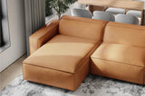 Valencia Nathan Napa Leather Couch - 3 Seats with Left Chaise - 100% Full Aniline Leather Modern Sofa for Lounge and Living Room Solid Wood Frame and High-Resilience Foam Couch (Caramel Brown) VALENCIA THEATER SEATING